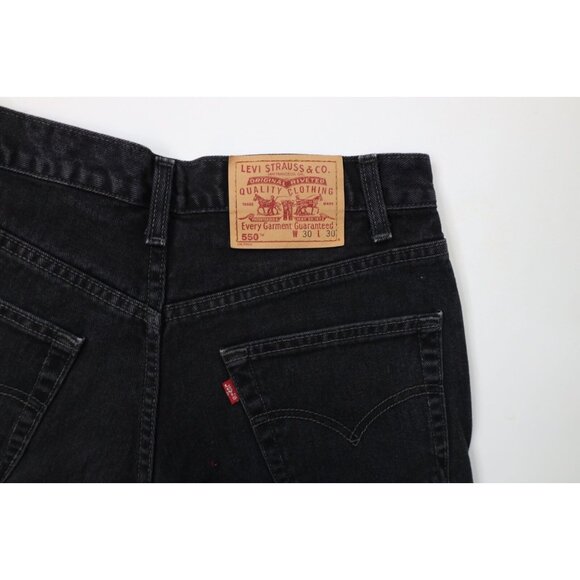Vintage Y2K 2000 Levis 550 Mens 29x30 Faded Relaxed Fit Denim Jeans Black Cotton - Picture 14 of 14